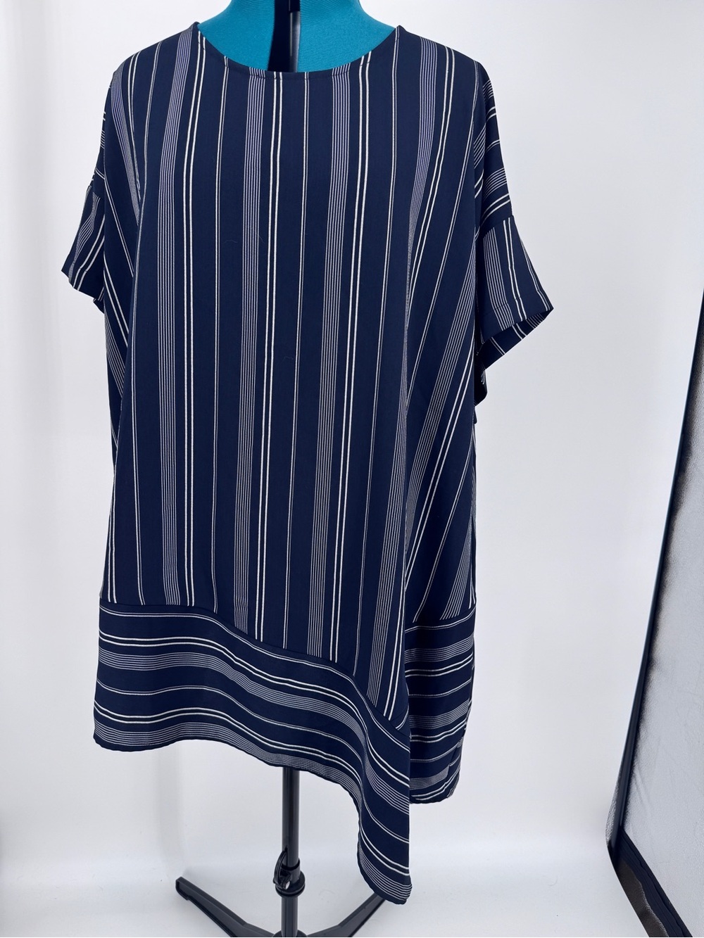 Lane Bryant Navy and White Striped Asymmetric Tunic